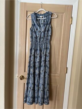 Max Studio Blue Printed Sleeveless Maxi Dress